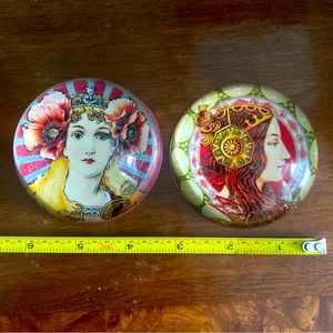 Set of 2 TOZAI glass art paperweights